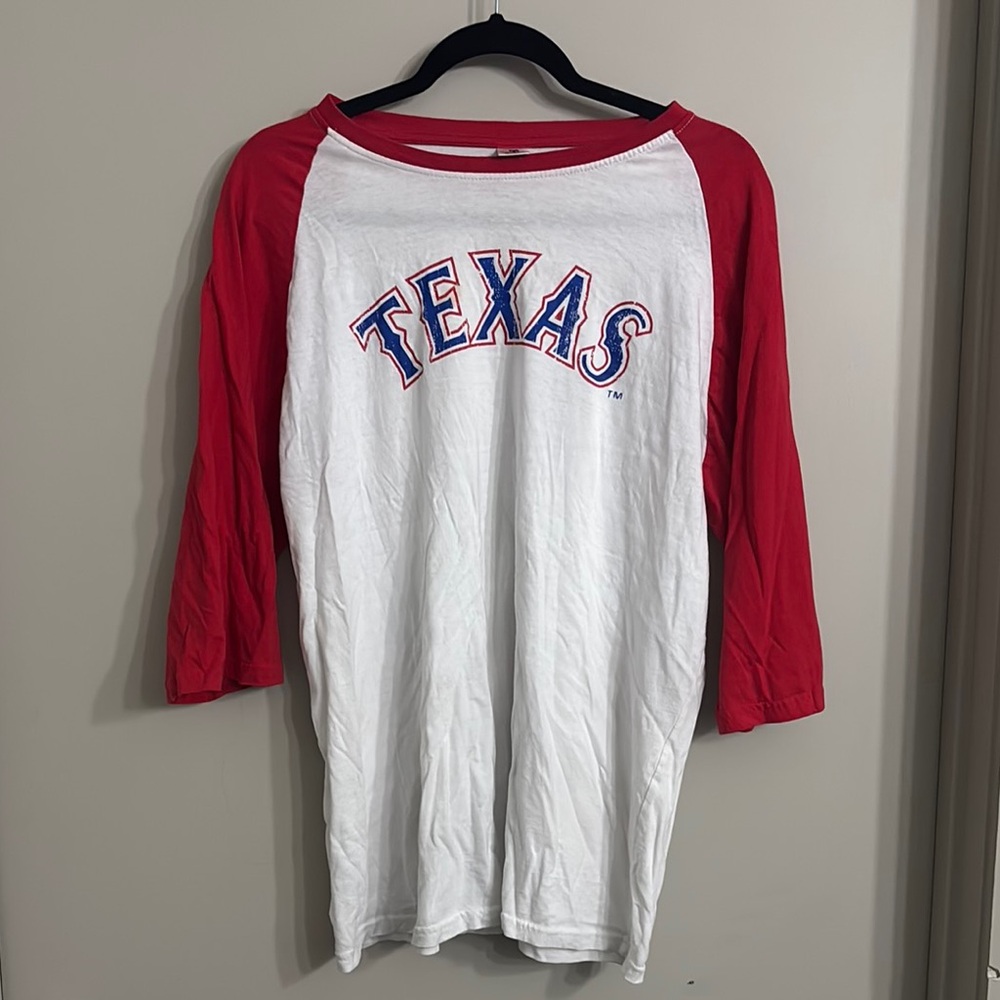Texas Red and White Raglan Tee